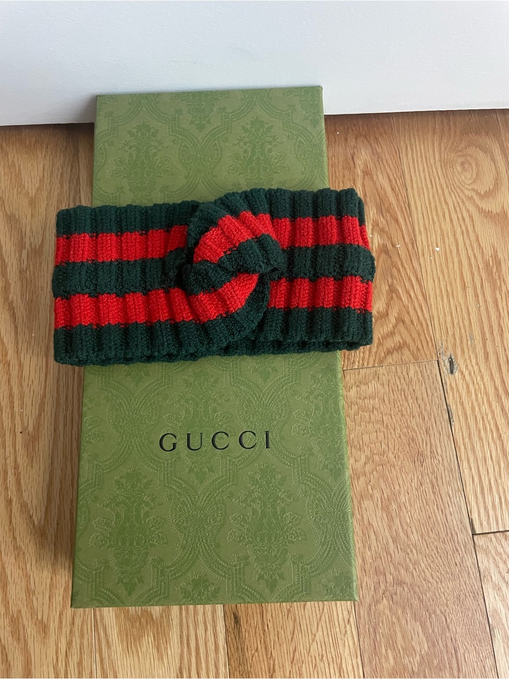 Gucci Green and Red Ribbed Knot Headband